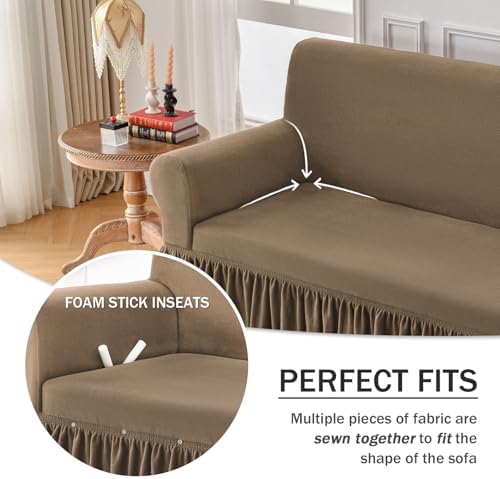 NICEEC Thick Plush Sofa Slipcover with Skirt