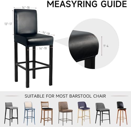 WENZMOC PU Leather Bar Stool Covers Set of 4 Waterproof Black