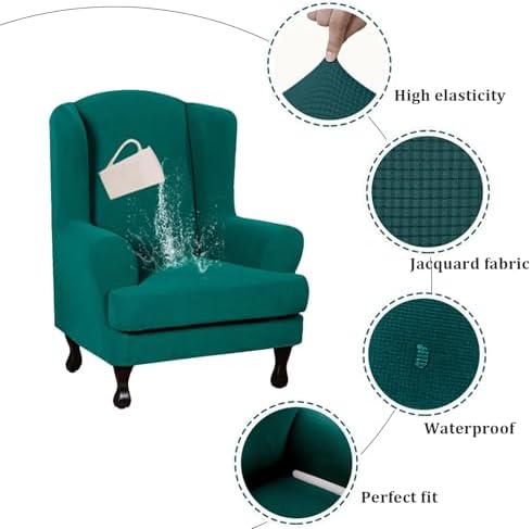 Somsiwey 2 Piece Wingback Chair Slipcovers Wine Red