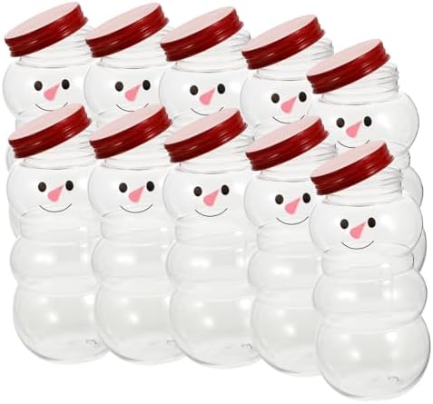 Cabilock 10pcs Snowman Drink Bottles with Lids