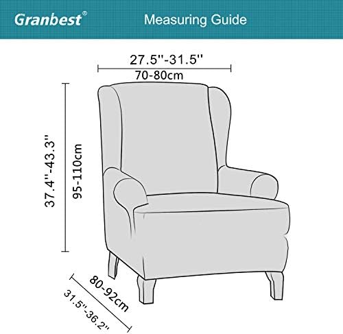 Granbest Premium Thick Wingback Chair Cover Light Gray
