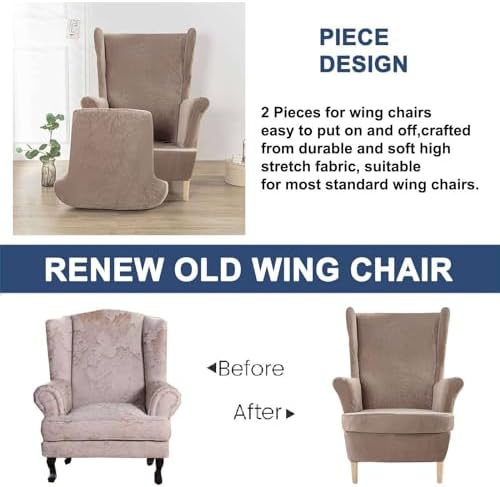 Velvet Wingback Chair Cover 2 Pack - Taupe