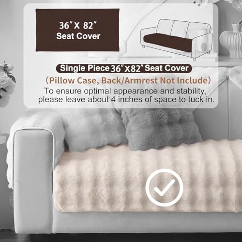 Soft Plush Faux Fur Sofa Cover 36x82 White