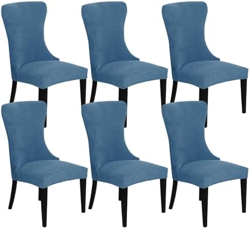 Wingback Side Chair Cover Set of 6 Stretch Polyester Slipcover