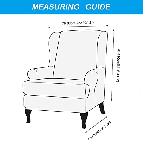 OBCREAT Wingback Chair Covers 2 Piece Stretch Velvet Slipcover for Armchair