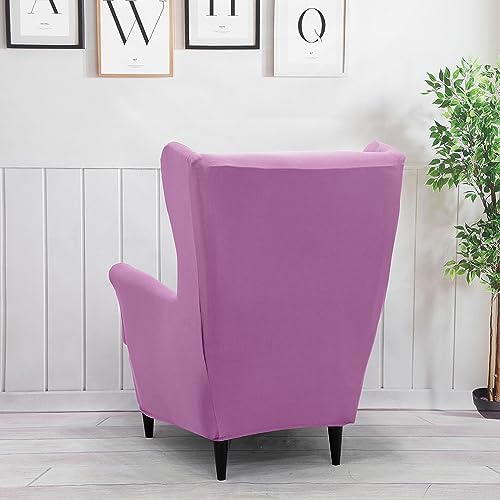 Light Purple Wingback Chair Slipcover Set 2 Piece