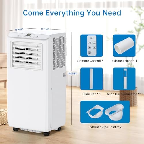 Agrestem 8000BTU Portable Air Conditioner with Fan and Dehumidifier White