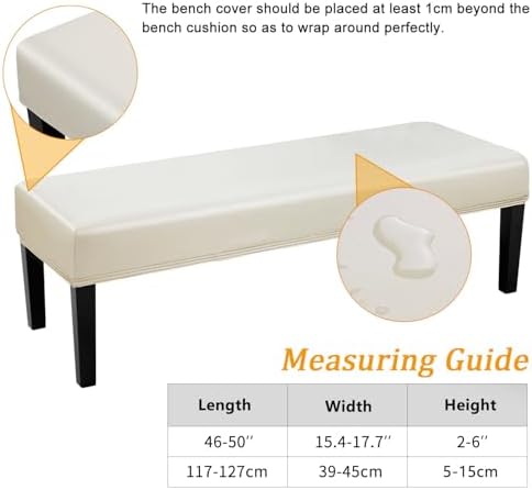 YISUN Dining Bench Covers Waterproof PU Leather Slipcover for Upholstered Benches