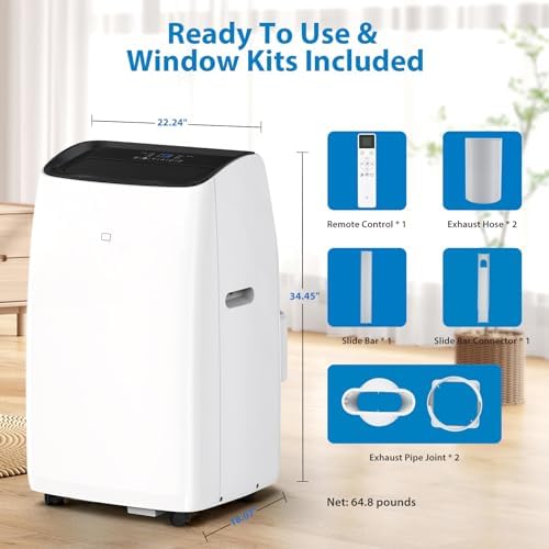 GarveeHome 14000BTU Dual Hose Inverter Portable AC Unit