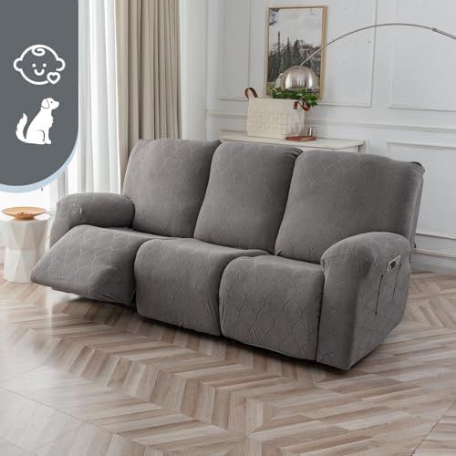 YUEANG 3 Piece Waterproof Recliner Sofa Covers Gray