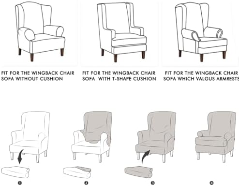 INFLAG 2 Piece Wing Chair Slipcover Navy Blue