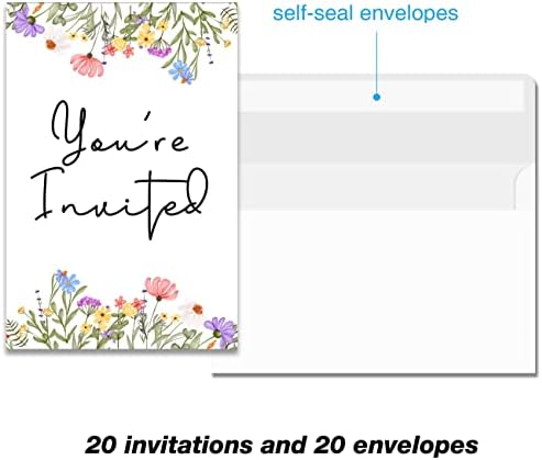 Wildflower Birthday Party Invitations Set of 20 with Envelopes