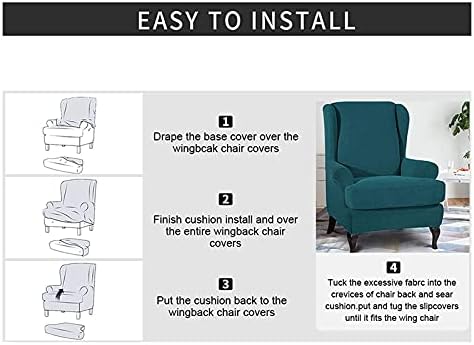 Velvet Wingback Chair Slipcover 2 Piece Set