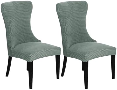 Stretch Wingback Chair Slipcover Set of 2 Light Green