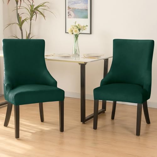 Dark Green Velvet Wingback Chair Slipcover 1PC