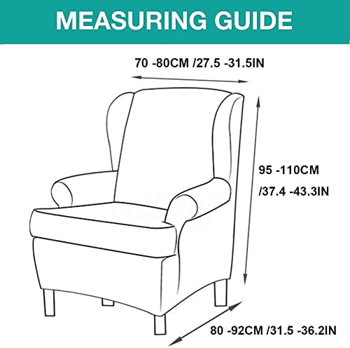 Mint Green Check Wingback Chair Cover 2 Piece Set