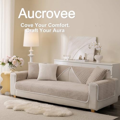 Soft Plush Plaid Couch Cover for 3 Cushion Coffee Table