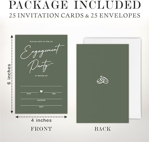 TPYEN 25 Engagement Party Invitations with Envelopes