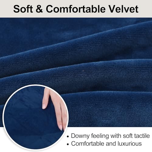 Smiry Velvet Stretch Dining Chair Covers Set of 2 Federal Blue