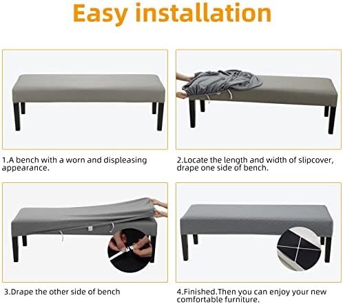Stretch Jacquard Dining Bench Cover - Anti-Dust Removable Seat Protector