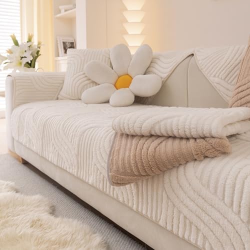 Solid Soft Couch Cover Washable White 36x82