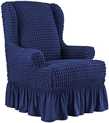 PURRSI Stretch Slipcover with Skirt Navy Blue