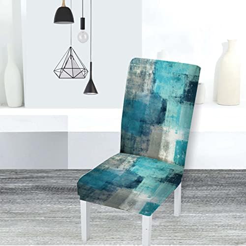 MCALK Turquoise Chair Covers Set of 4 with Table Runner