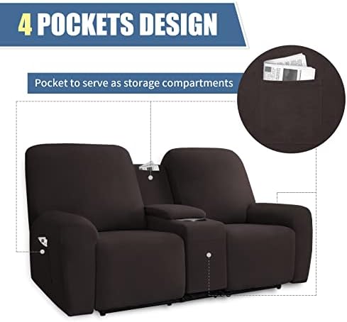 Easy Going Stretch Recliner Loveseat Cover with Console and Storage