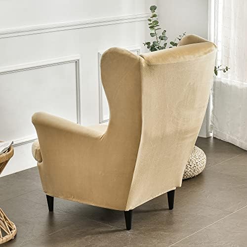 MIFXIN 2 Piece Velvet Wingback Chair Slipcover Set
