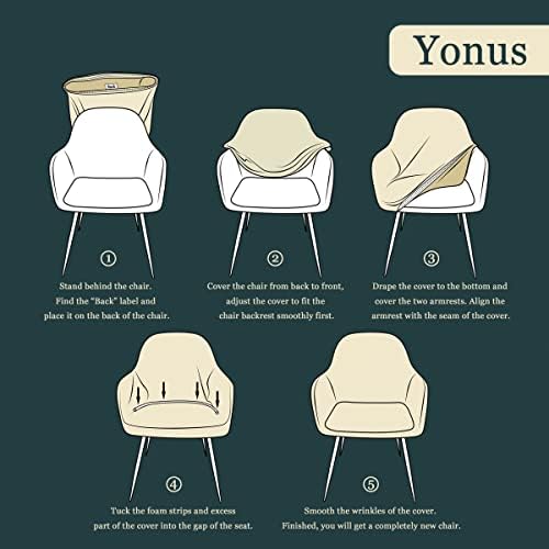 YONUS Dining Chair Slipcovers Removable Armchair Covers for Living Room 2 Black