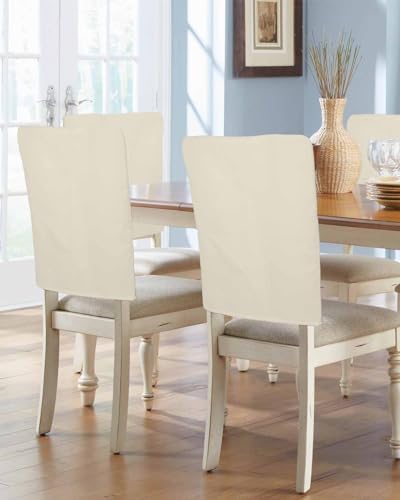 Cream Beige Chair Back Covers 4 Pcs Dining Room Slipcovers