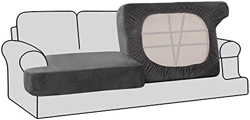 HVERSAILTEX Stretch Velvet 2 Piece T Cushion Slipcovers - Stay in Place Grey