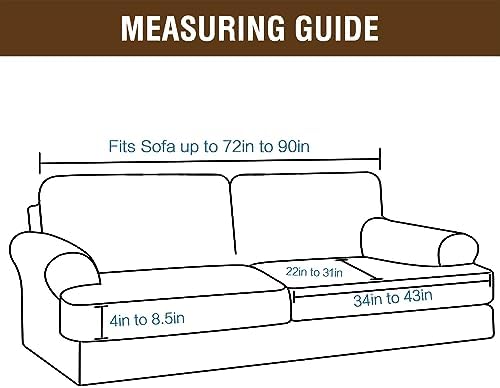 KPPKOU Stretch T Cushion Sofa Slipcover 3 Piece Set