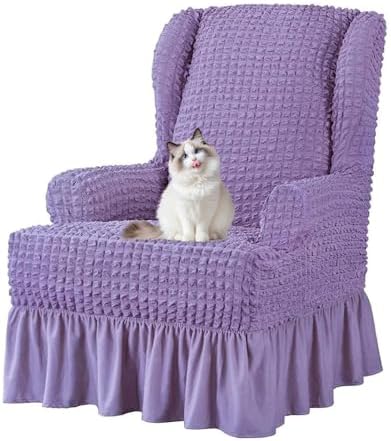 Somsiwey Stretch Wing Back Chair Slipcover Purple