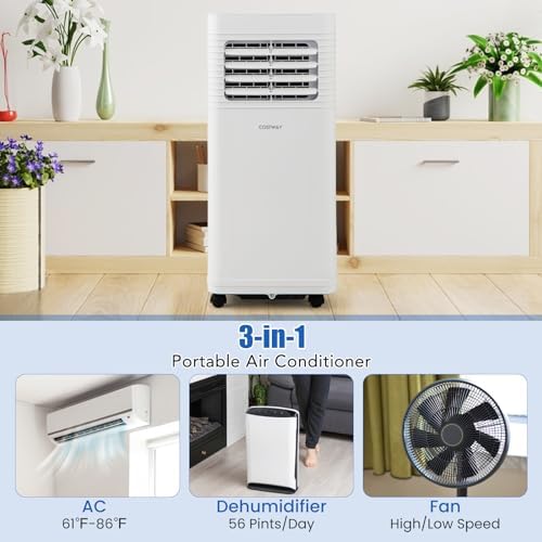COSTWAY 9000 BTU Portable AC with Fan Dehumidifier