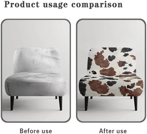 Thick Cow Print Armless Chair Slipcover for Home Decor