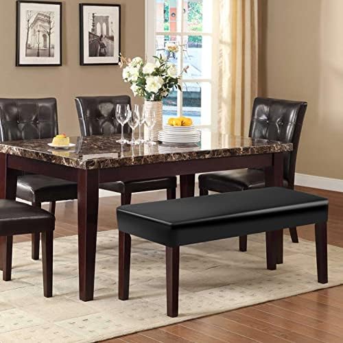 SearchI Waterproof Dining Bench Cover with PU Black Faux Leather