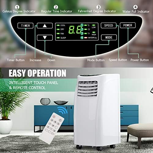 COSTWAY 8000 BTU Portable Air Conditioner with Dehumidifier and Fan Modes