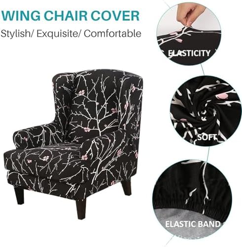 Stretch Wingback Chair Covers Blue Green 2 Piece Spandex