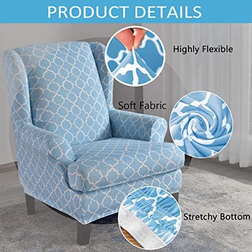 YOPOIY 2 Piece Soft Wingback Chair Cover