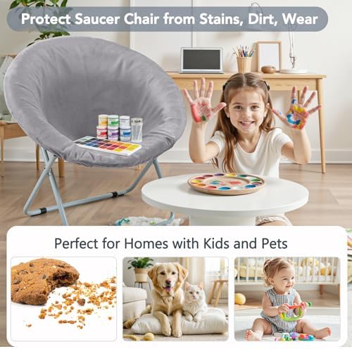 Velvet Stretch Saucer Chair Cover for Indoor and Outdoor Use