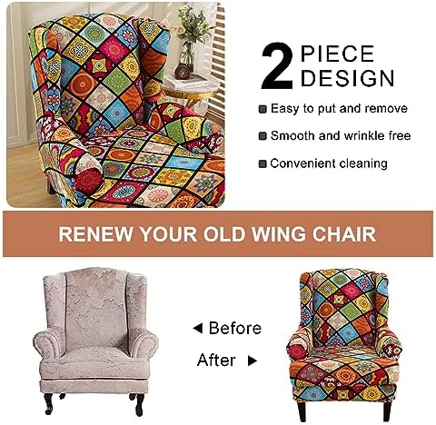 Eco-Ancheng 2-Piece Wingback Chair Slipcover