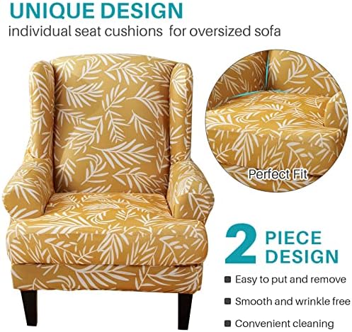 MIFXIN 2-Piece Wingback Chair Slipcovers with Cushion Cover