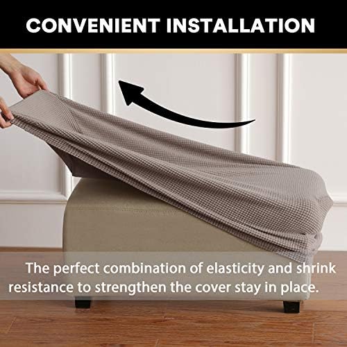 Stretch Ottoman Cover with Thick Checked Fabric