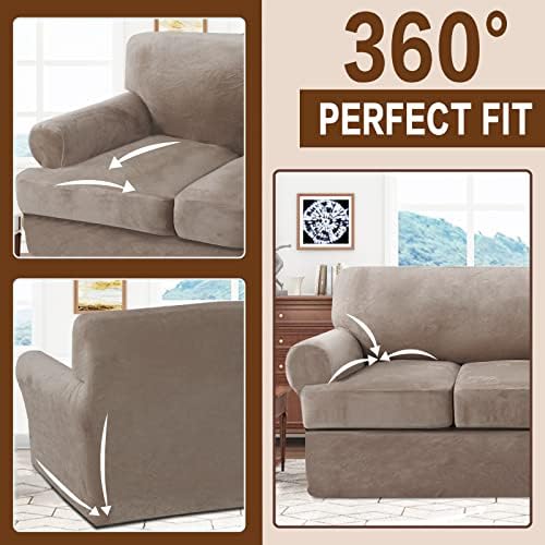 KPPKOU Stretch T Cushion Sofa Slipcover 3 Piece Set