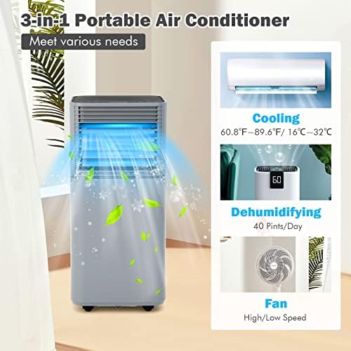 PETSITE 8000 BTU Portable Air Conditioner with Fan and Dehumidifier