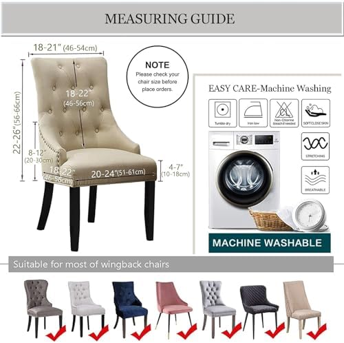 Wingback Chair Cover Stretch Slipcover with Arm 2PCS
