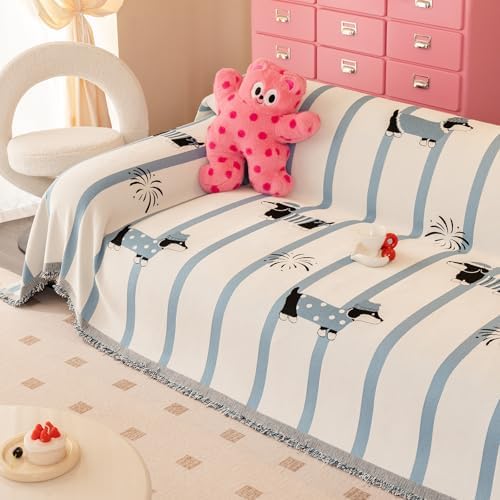 Chenille Sofa Slipcover for Dogs Blue 71x71 1pc