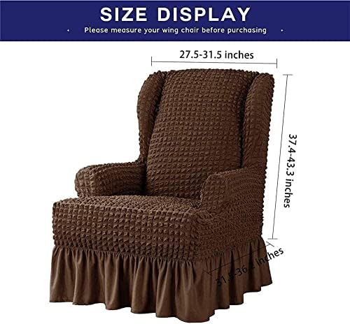 Brown Stretch Slipcover with Skirt for Wingback Chair