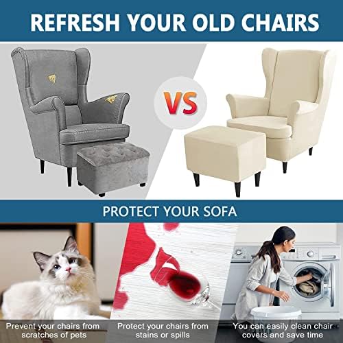 Zpeak Wingback Chair and Ottoman Slipcover Set